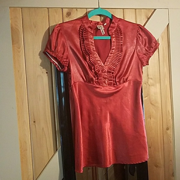 Rusty colored tuxedo blouse - Picture 1 of 4